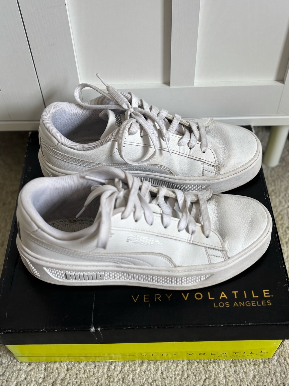 Puma White Low-Top Leather Sneakers